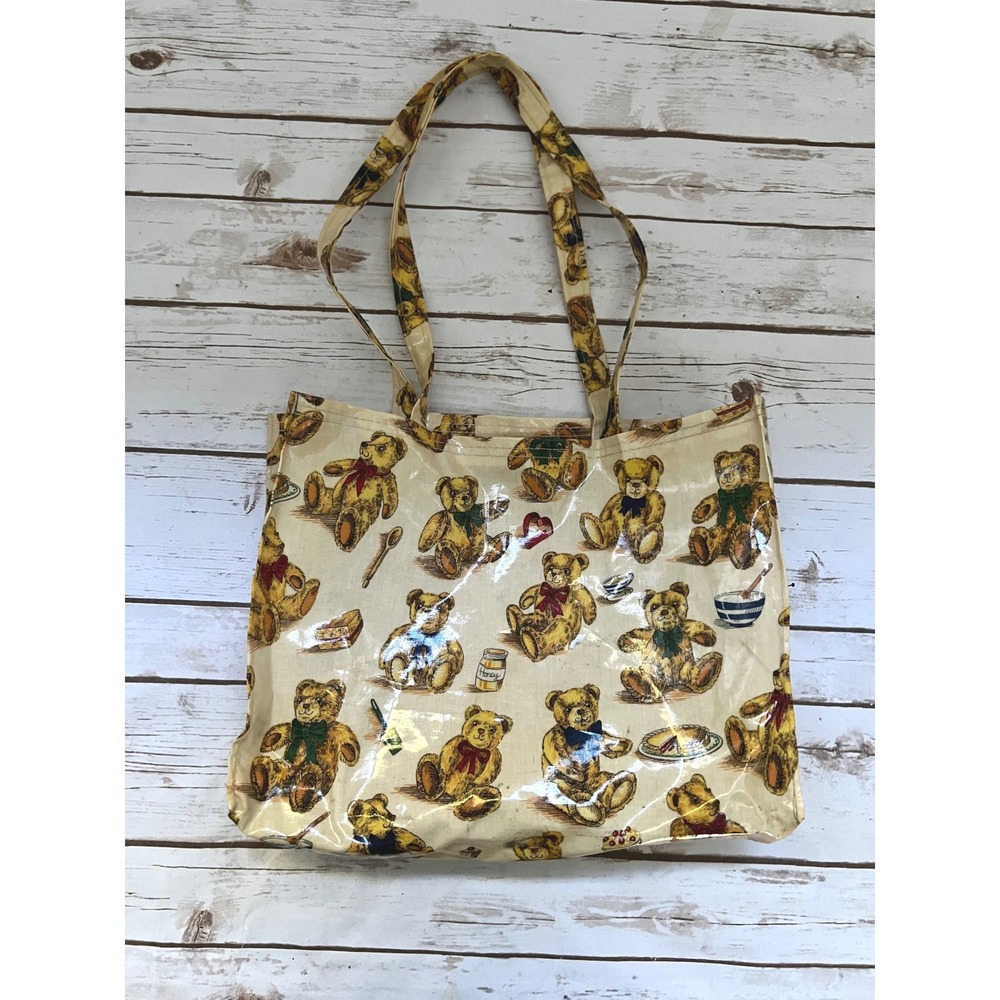 Ulster Weavers All Over Teddy Bear Laminated Fabric Cream Reusable Tote Bag OS
